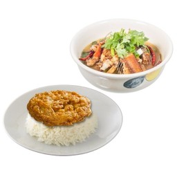 ข้าวไข่เจียว+ต้มโคล้ง(โอชารสข้าวสวยไข่เจียวอาหารชุด)