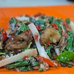 เนื้อปลาช่อนผัดขี้เมา