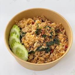 กะเพราพริกแห้งหมูสับคลุกข้าว