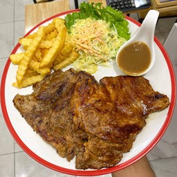 (ใหม่)ชุดสเต็กสันคอหมูพริกไทยดำ+สันคอหมูบาร์บีคิว