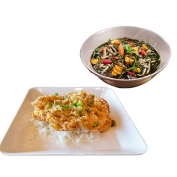 ข้าวไข่ฟู+แกงเห็ด(โอชารสข้าวสวยไข่เจียวอาหารชุด)