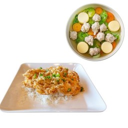 ข้าวไข่ฟู+แกงจืดเต้าหู้หมูสับ (โอชารส)