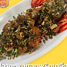 141.1 ผัดพริกเกลือปลากระพง(ราดข้าวหอมมะลิ)
