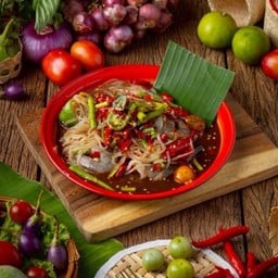 ตำเส้นเล็กกุ้งสด (กุ้งดิบ)