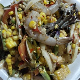 ตำข้าวโพดปราร้ากุ้งสด&กุ้งสุก