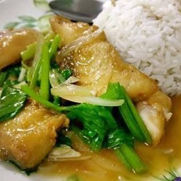 ผัดคื่นช่ายราดข้าว