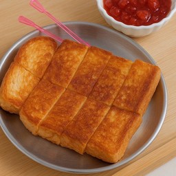 ขนมปังเนยน้ำตาลกรุบ+ซอสสตรอว์เบอร์รี