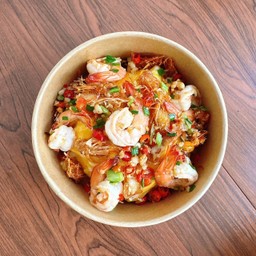 ข้าวไข่ข้น + กุ้งคั่วพริกเกลือ