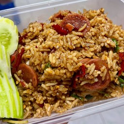 ข้าวคลุกกะเพรา กุนเชียง+หมูสับ