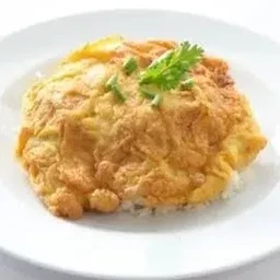 ข้าวราดไข่เจียวเปล่าๆ2ใบพริกน้ำปลาสด