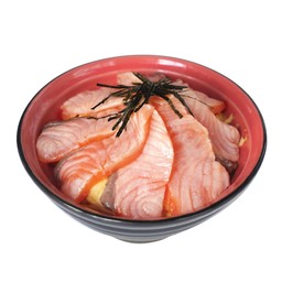 ข้าวหน้าปลาแซลมอนเบิร์นไฟ