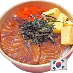 ข้าวหน้าแซลมอนดอง+ไข่หวาน+ไข่กุ้ง