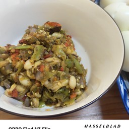 น้ำพริกเห็ดชิเมจิใส่ปลาร้า+ไข่ต้ม+ผักรวก