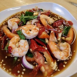 ยำกุ้งสุก น้ำปลาร้า