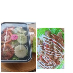 สลัดหมูเบอร์เกอร์(ซอสเคบับ)