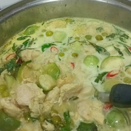 ขนมจีนแกงเขียวหวานไก่ใส่มะเขือ