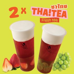ชาไทยผลไม้ 2 แก้ว ราคาพิเศษ (ฟรี ครีมชีสชาไทย 2 แก้ว)