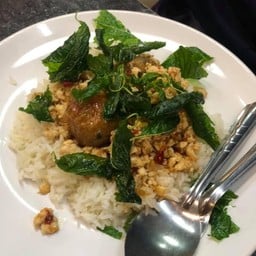 กะเพราไก่ไข่เยี่ยวม้า