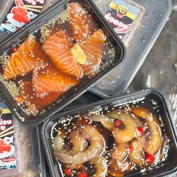 แซลมอน + กุ้ง ดองซีอิ๊ว