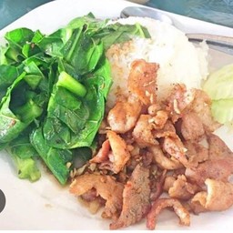 ข้าวคะน้าหมูชิ้นทอด