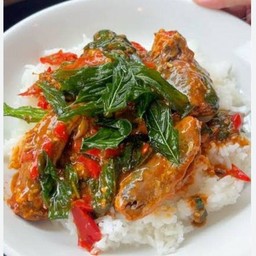 กระเพราปลากระป๋องราดข้าว