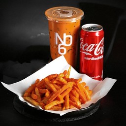 [อร่อยซ่ากับโค้ก] เฟรนซ์ฟรายส์+ชาเย็น+โค้กกระป๋อง 325 มล.