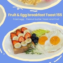 Fruit and egg breakfast toast