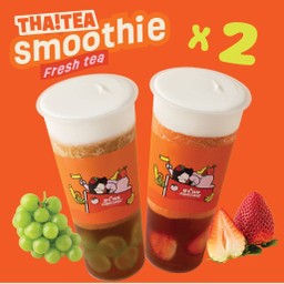 ชาไทยผลไม้สมูทตี้ 2 แก้ว ราคาพิเศษ (ฟรี ครีมชีสชาไทย 2 แก้ว)
