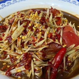 ตำลาวๆ ไม่ใส่ปู ไม่ใส่แครอท ไม่ใส่ถั่วฝักยาว