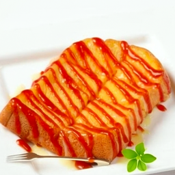 ปังแผ่นปิ้งเนยนมราดซอสสตรอว์เบอร์รี