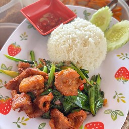 ข้าวคะน้าหมูทอด