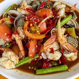 ส้มตำ หอยแครง+กุ้งสุก (ไม่เส้น)