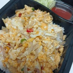 ข้าวไข่ขยี้ พริกสด หอมแดง(มังสวิรัติ)