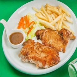 สเต็กหมู + สเต็กไก่