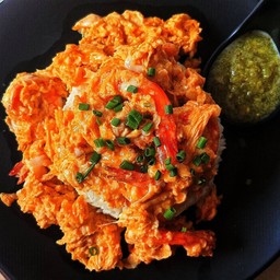 Scrambled Eggs With Shrimp On Rice