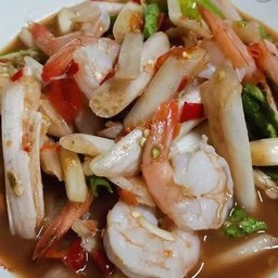 ตำปลาร้าไหลบัวกุ้งสุก