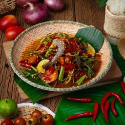 ตำกระเฉดกุ้งสด