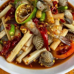 ส้มตำ ไหลบัว+กุ้งสด+หอยแครง (ไม่เส้น)