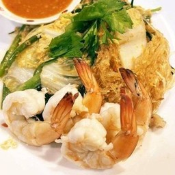 สุกี้แห้ง โคตรกุ้ง ( กุ้ง 2 เท่า ไข่ 2 ฟอง )
