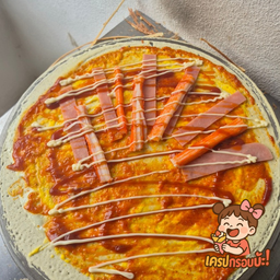 เครปไข่ พริกเผา แฮมไก่ ปูอัด