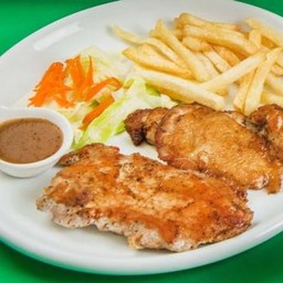 สเต๊กหมู + สเต๊กไก่