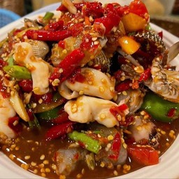 ส้มตำ ปูม้า+ปลาหมึก (ไม่เส้น)