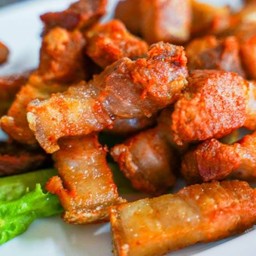 หมูสันคอ ทอด