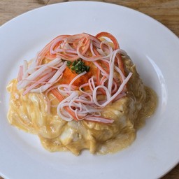 ข้าวไข่ข้นนมสดไข่กุ้ง+ปูอัด