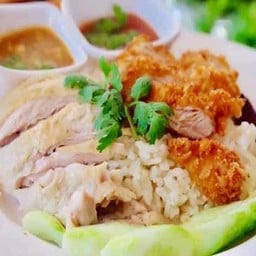 ข้าวมันไก่ต้ม+ไก่ทอด