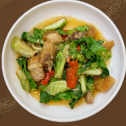 ผัดแขนงหมูกรอบ