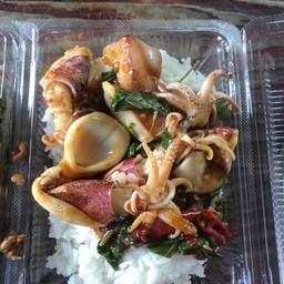 ข้าวกระเพราปลาหมึก
