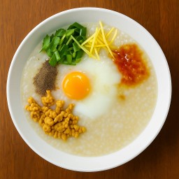 โจ๊กสมุนไพร ไก่ ไข่ลวก