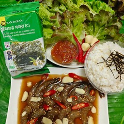 เซตกุ้งดองซีอิ๊วเกาหลี+ข้าวญี่ปุ่น+สาหร่าย