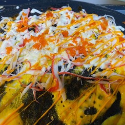 แป้งเนยนม+ไข่ไก่+ชีส+ไข่กุ้ง+มายองเนส+มะเขือเทศ